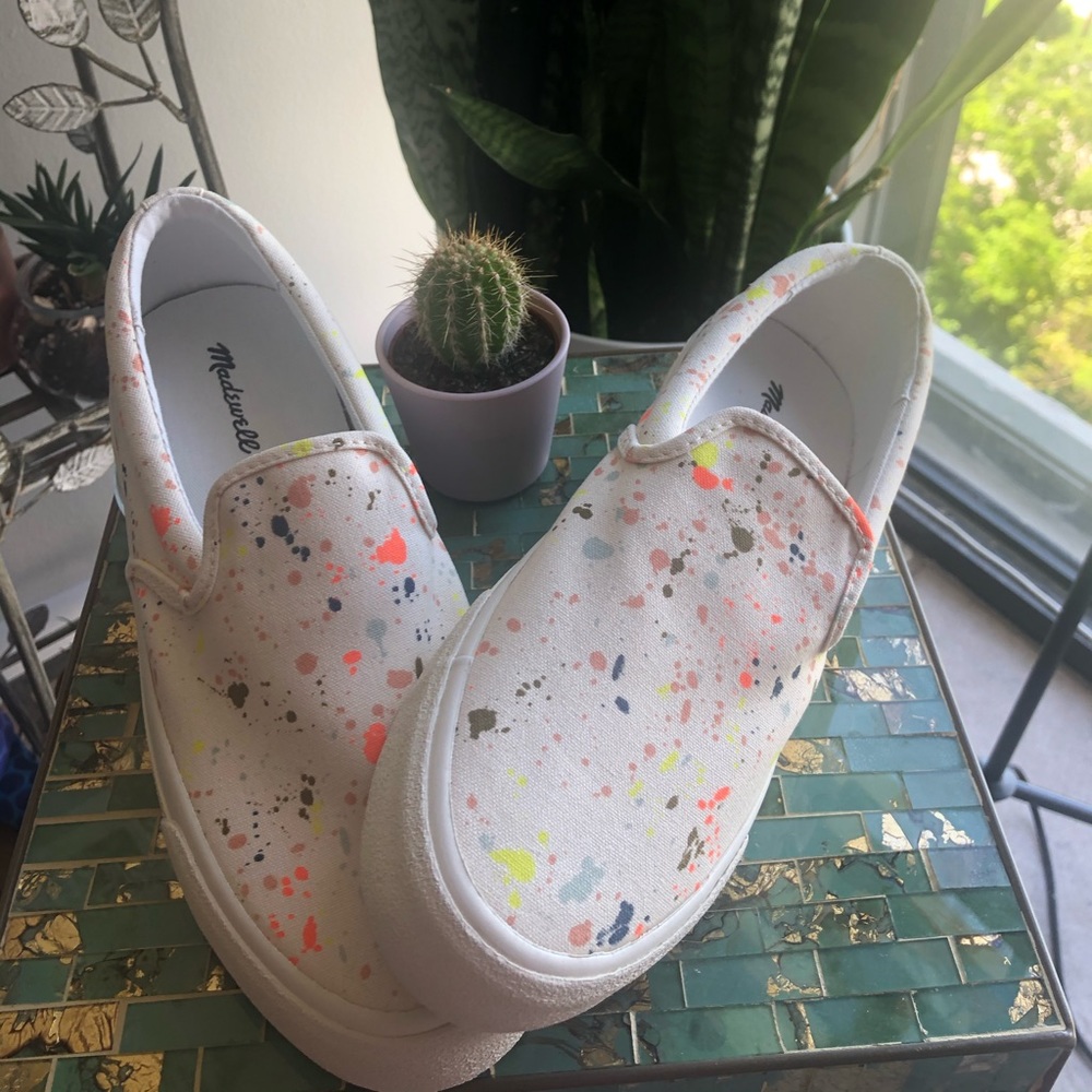 Slip-On Sneakers Paint Spattered Recycled Canvas